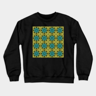 Tile Pattern, Ornate Check Print Crewneck Sweatshirt